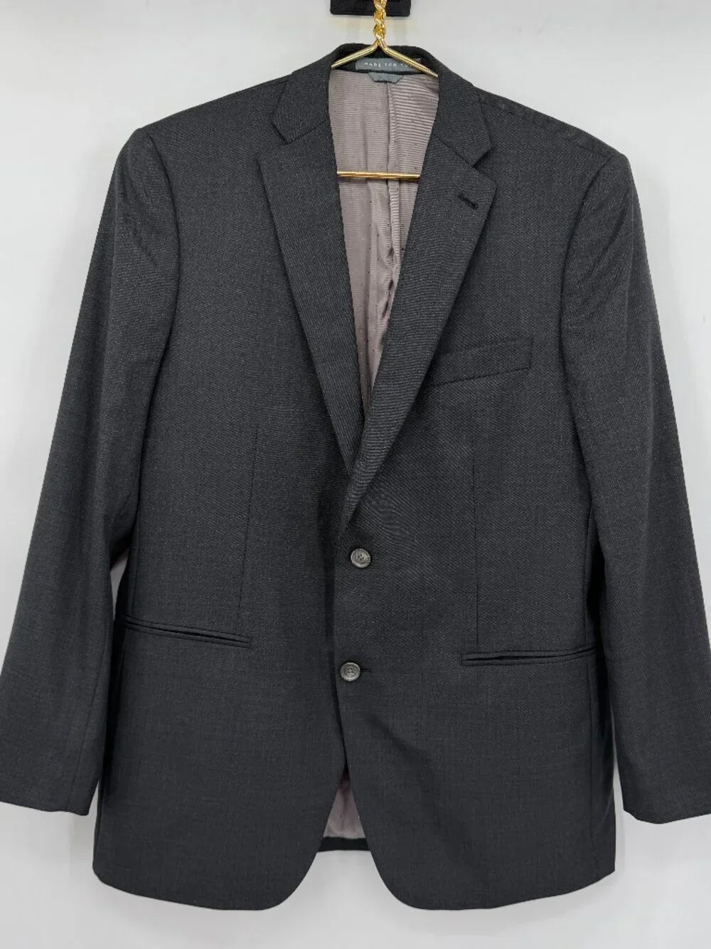 Indochino Charcoal Gray 100% Wool Blazer 42R Tailored Custom Suit Jacket Men